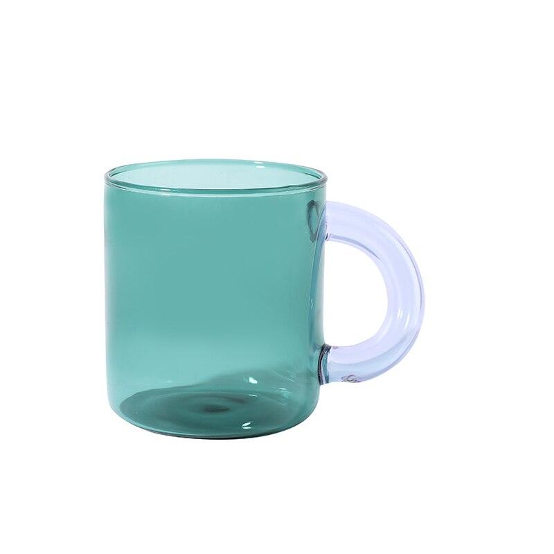 Colorful Fat Handle Glass Mug Coffee Cup Glass Spoon Borosilicate Glass Cup Office Cups Birthday Gift Coffee Mugs Tea Spoon - Brooklyn Home - 0