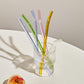 4pc Reusable Glass Straws Water Cup Straw Cup Colorful Heat Resistant Glass Straw with Cleaning Brush Drinking Milk Tea - Brooklyn Home - 0