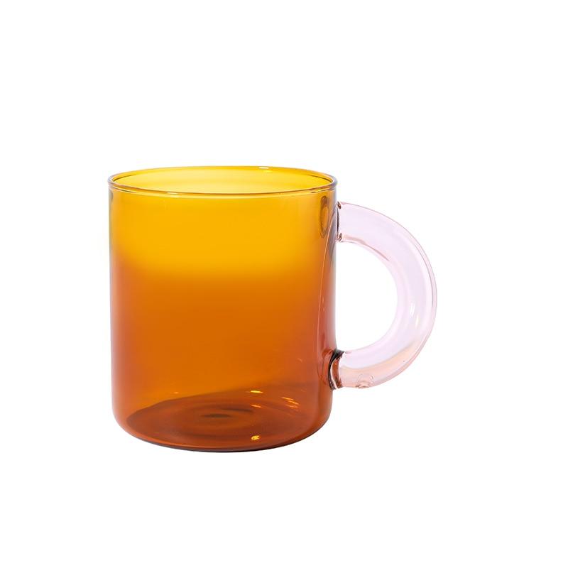 Colorful Fat Handle Glass Mug Coffee Cup Glass Spoon Borosilicate Glass Cup Office Cups Birthday Gift Coffee Mugs Tea Spoon - Brooklyn Home - 0