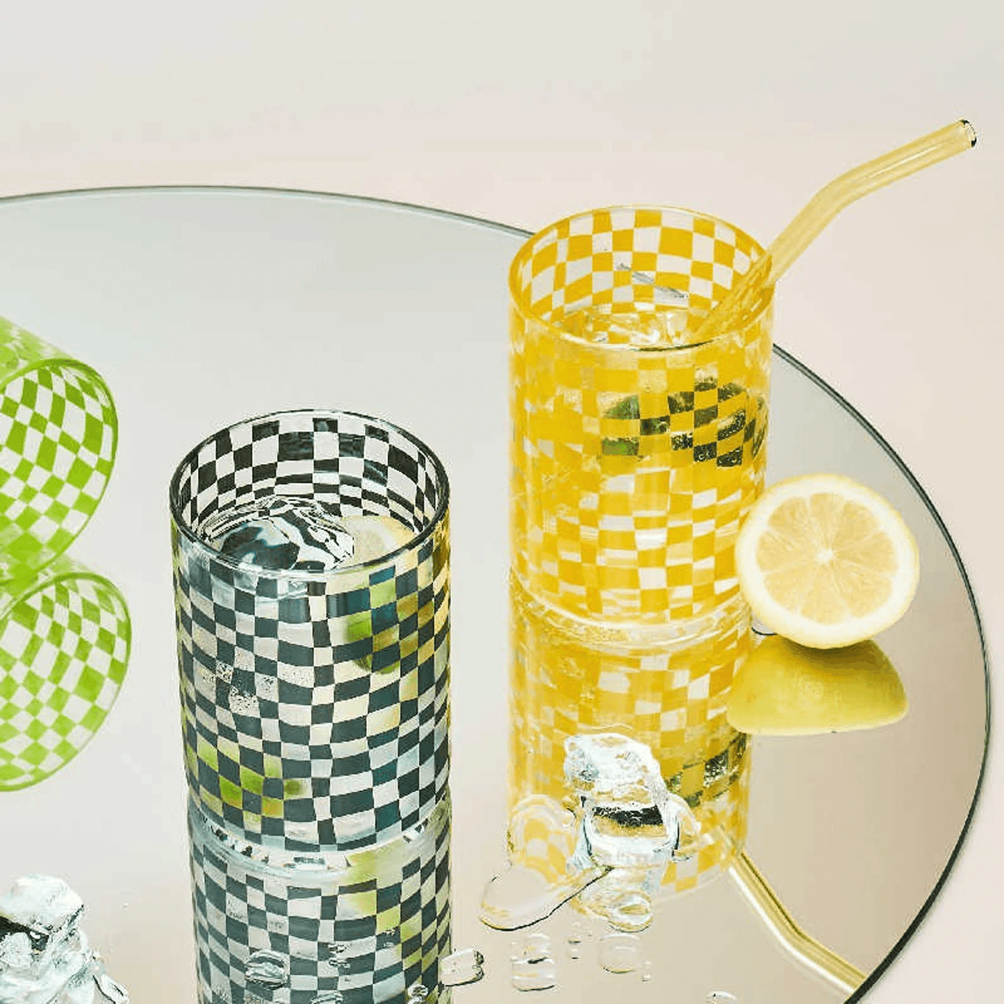 Retro Checkered Glass Cups - Brooklyn Home - Glassware