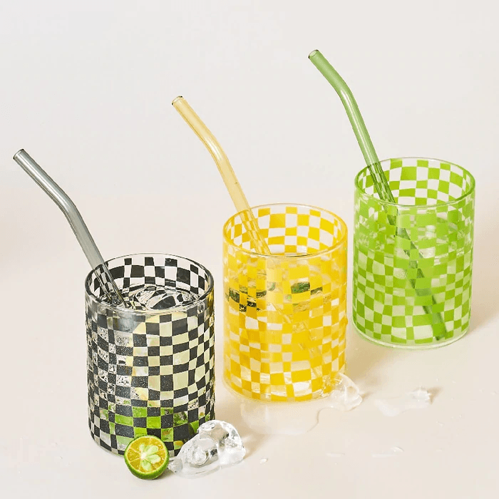 Retro Checkered Glass Cups - Brooklyn Home - Glassware