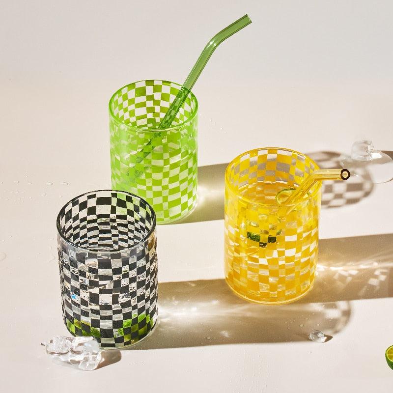 Retro Checkered Glass Cups - Brooklyn Home - Glassware